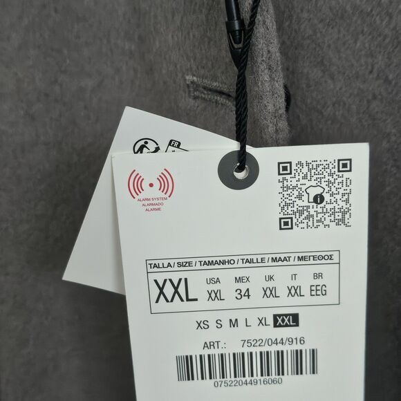 NWT ZARA DOUBLE FACED FITTED Wool Blend BLAZER XXL Gray Pockets Coat - Picture 4 of 10